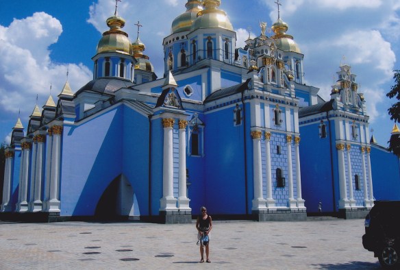 I'm standing in front of the beautiful St. Michael's Cathedral of the Golden Domes.  © Edward Schuck