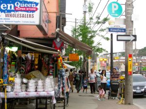 Dancing to Bollywood music on Gerrard Street in Toronto. 