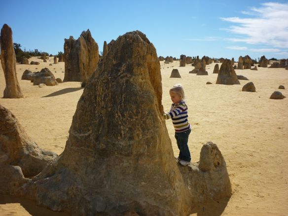 Kasey studies a pinnacle