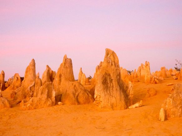 Crazy lighting at the limestone pinnacles of Nambung National Park in Western Australia.