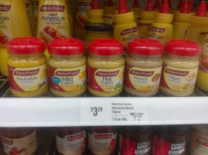 Various mustards in Australia. They did just fine with "American Mustard" 