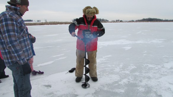 drilling for ice fishing