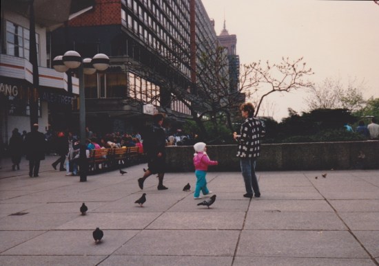 kid chasing pidgeons lightly enhanced