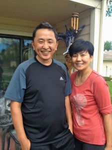 A wonderful couple, Tsogo and Baja, on their Denver deck, enjoying the outdoors.