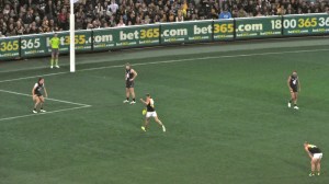 The Richmond Tigers Australian Rules football team playing in Melbourne.